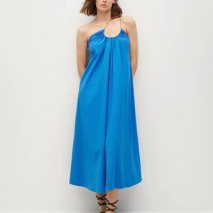 Mango Wrap Neckline Dress in Blue, Size S